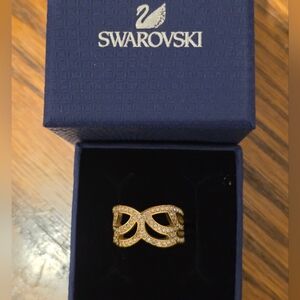 Swarovski Gold Crystal Embellished PROTECT Ring, NEW 1106467, Size 6 Sm
